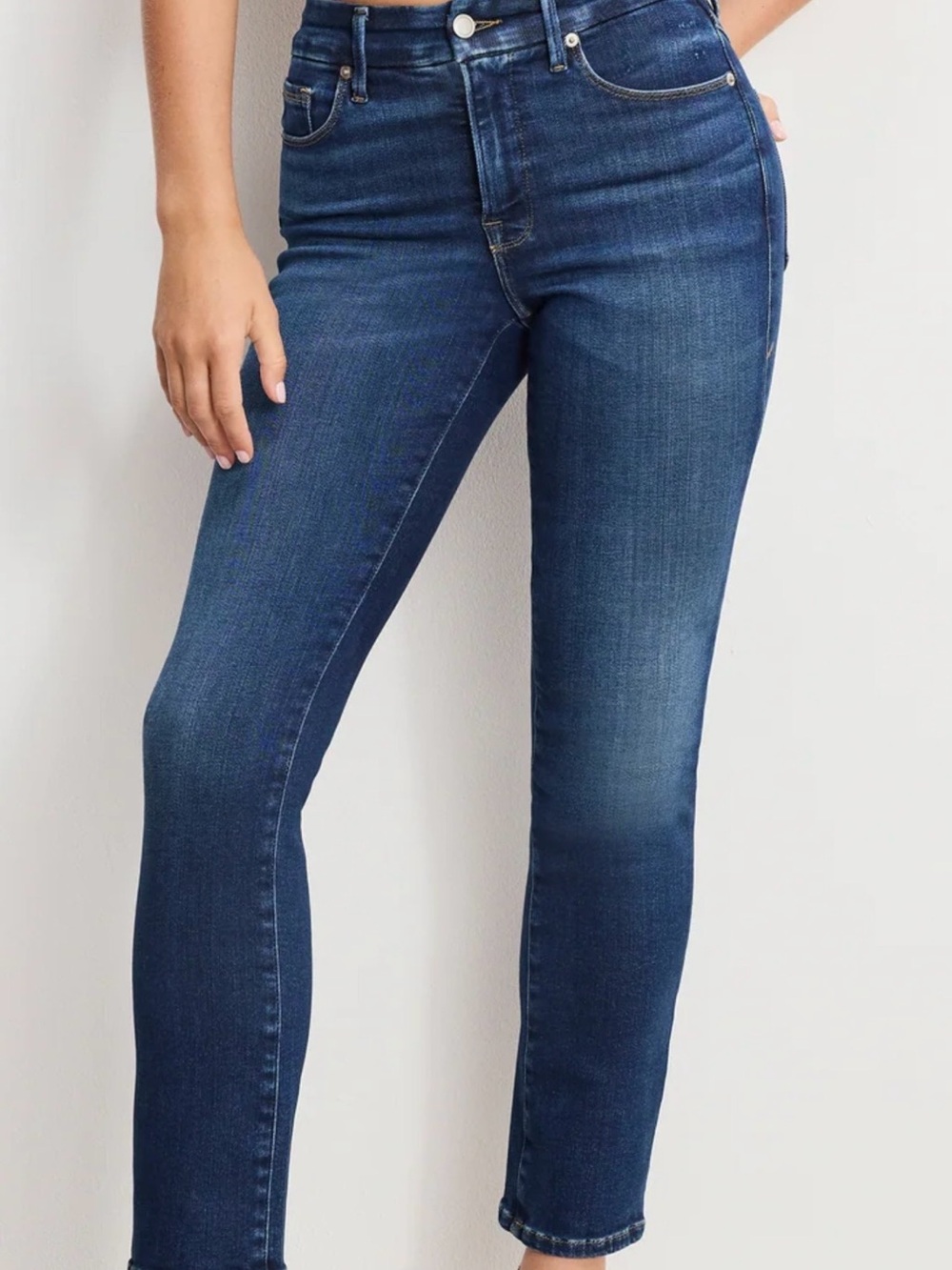 Good American High-Rise Dark Blue Skinny crop Jeans - Women's